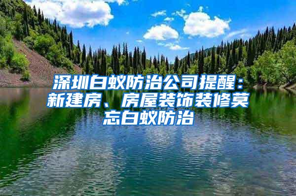 深圳白蟻防治公司提醒：新建房、房屋裝飾裝修莫忘白蟻防治