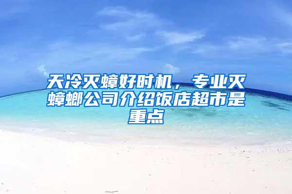 天冷滅蟑好時機(jī)，專業(yè)滅蟑螂公司介紹飯店超市是重點(diǎn)